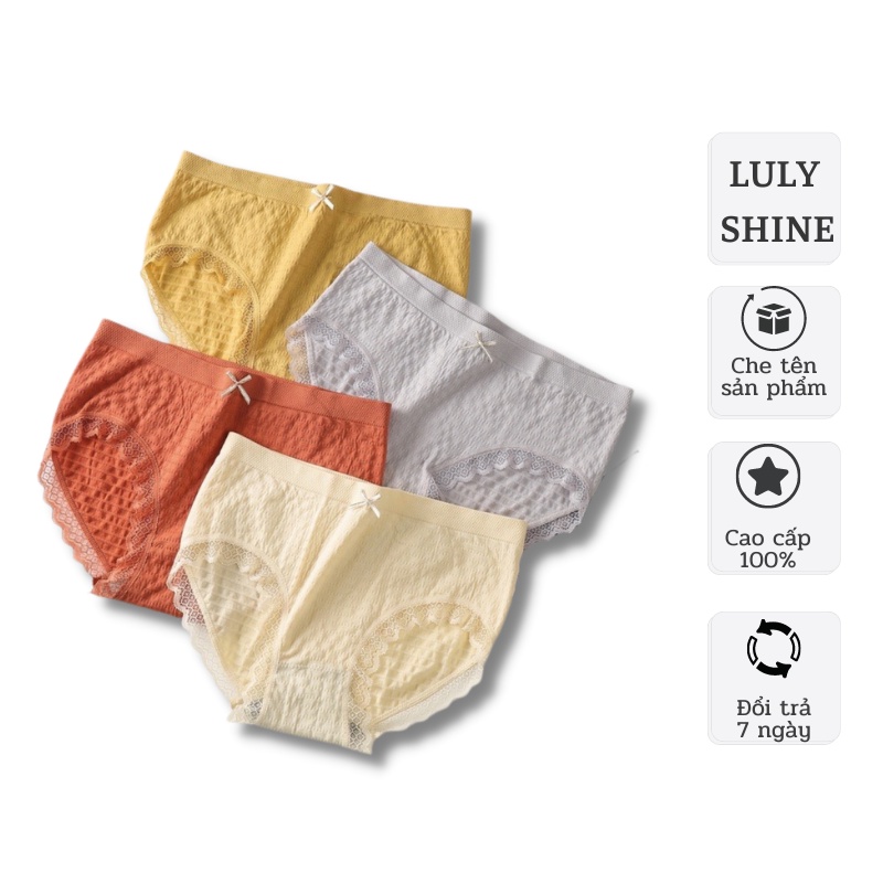 Quần lót cotton trơn Luly Shine co giãn 4 chiều, quần lót nữ viền ren sexy rẻ đẹp mềm mại kháng khuẩn Q07