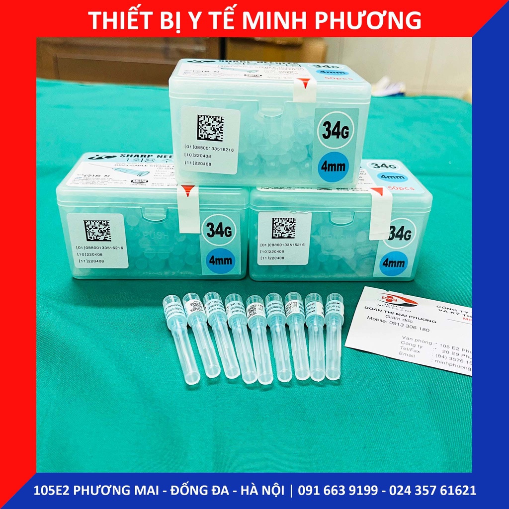Đầu kim tiêm dưỡng chất 32G, 34G hộp 50 chiếc