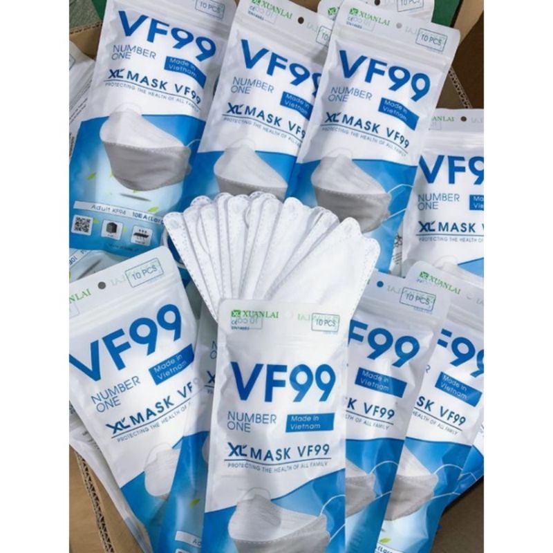 SỈ NGUYÊN THÙNG 300 chiếc ( 30 gói) chiếc mầu TRẮNG - Khẩu trang 4 lớp VF99 Xuân Lai có ( 1 Túi 10 chiếc)