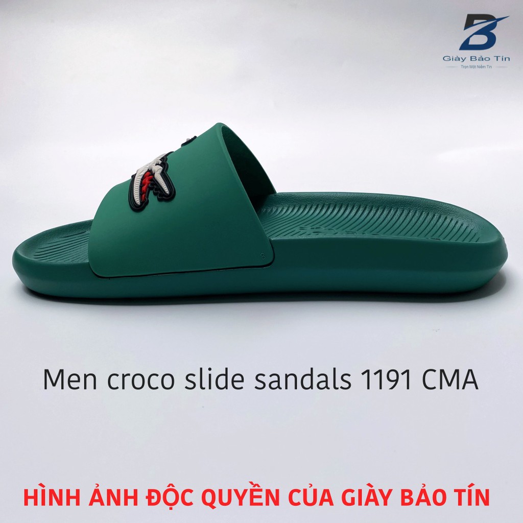 Dép nam quai ngang Lacoste CMA 1191, Dép lê nam form thể thao kết hợp vật liệu cao su ma sát cao, chống thấm nước tốt.