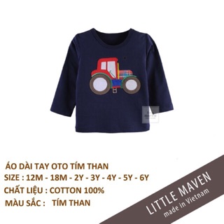 Áo dài tay Little Maven ô tô tím than (12M, 18M, 24M)
