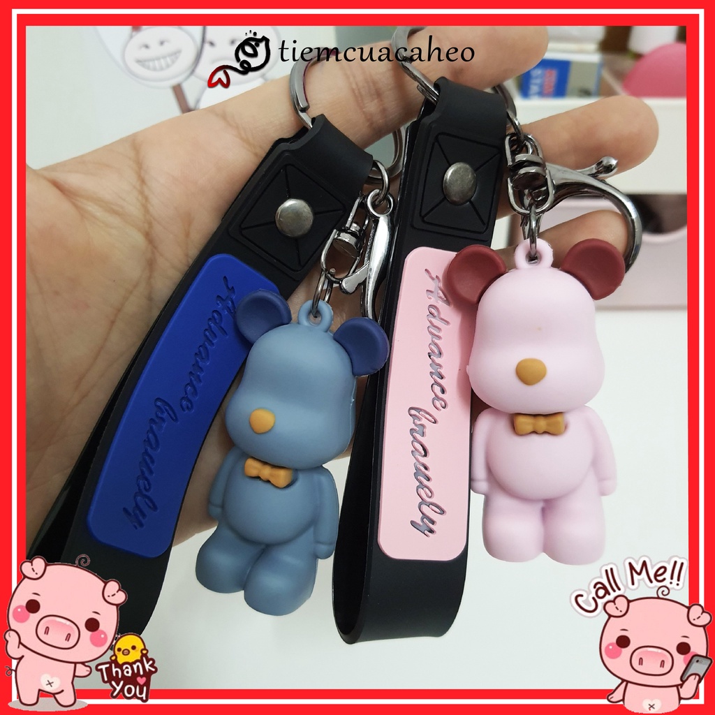 (Sẵn Hàng tại SG, ship hỏa tốc 2h) Móc khóa Hoạt Hình nhân vật Bearbrick kèm dây Cao Su, keychain cartoon tiemcuacaheo