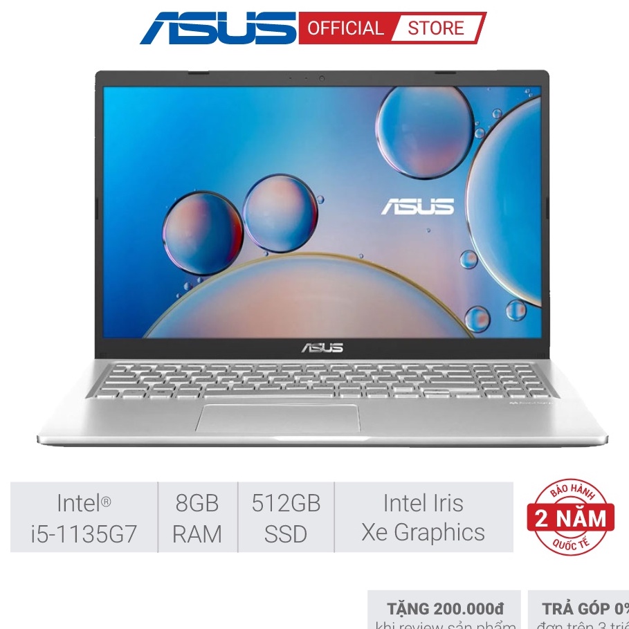 [Mã ELMALL8 giảm 7% đơn 5TR] Laptop - Asus X515EA-EJ058T i5- 1135G7/4GO+4G/512GB SSD/UMA/15.6''FHD/Bạc/FP/2YW_