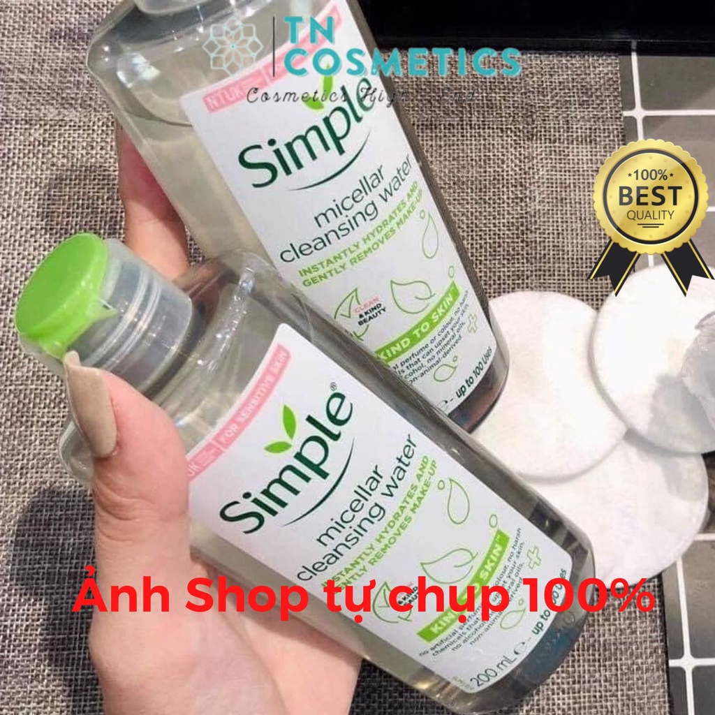 Nước Tẩy Trang Simple Sạch Sâu Dịu Nhẹ Cho Da Nhạy Cảm Kind To Skin Micellar Water 200ml NTT1773