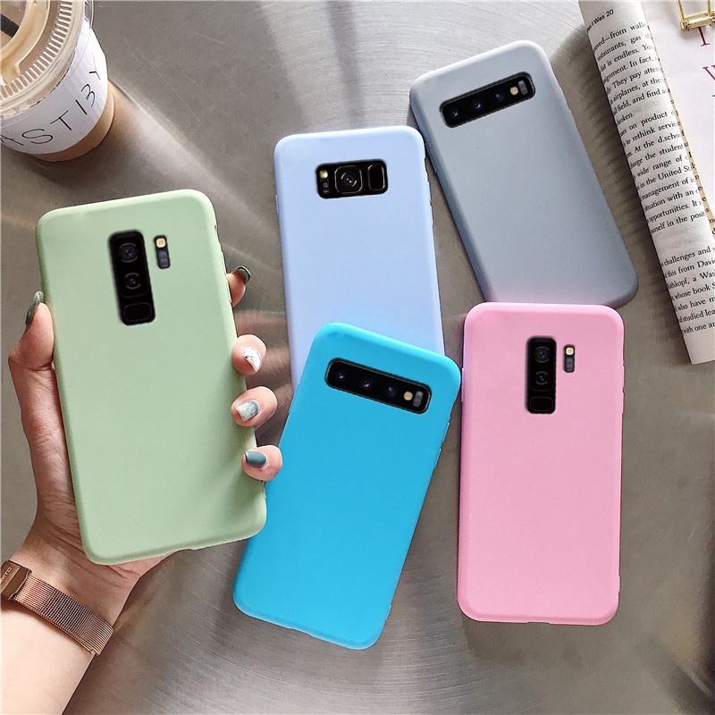 Ốp điện thoại TPU dẻo màu kẹo ngọt siêu mỏng sang trọng thời trang cho Samsung Galaxy S9 S8 Plus S7 Edge