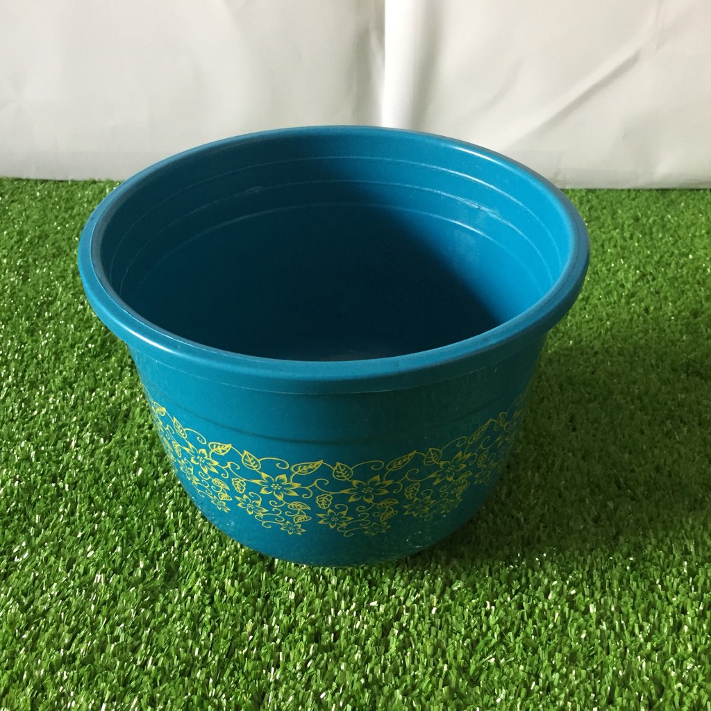 Chậu Tròn In Hoa Văn 21x15cm Trồng Cây, Hoa Kiểng