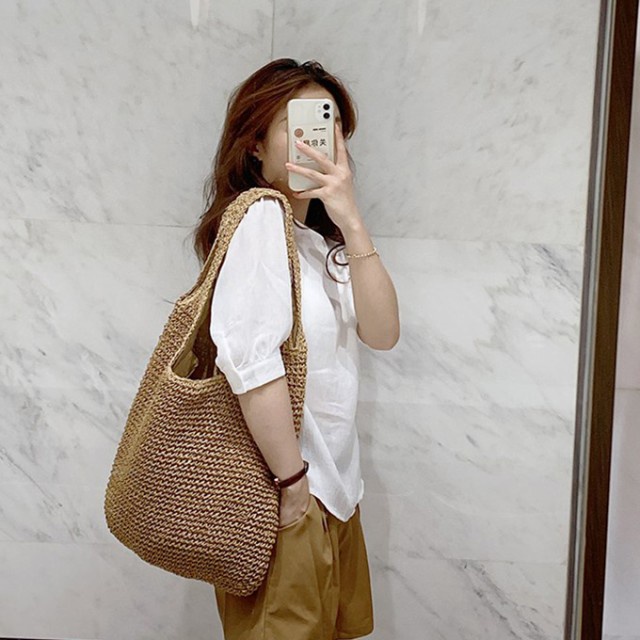 Túi cói Hobo ( túi lang thang) đeo vai cỡ lớn -2 dây đeo - phong cách Bohemian