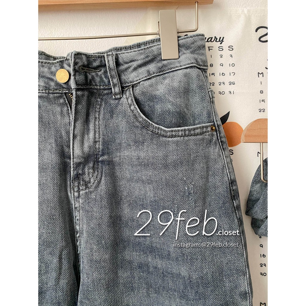 [Mã FATHANG5 giảm 10K đơn 50K] Quần jeans co dãn dáng baggy cạp cao xám khói (Ảnh thật) - 5029