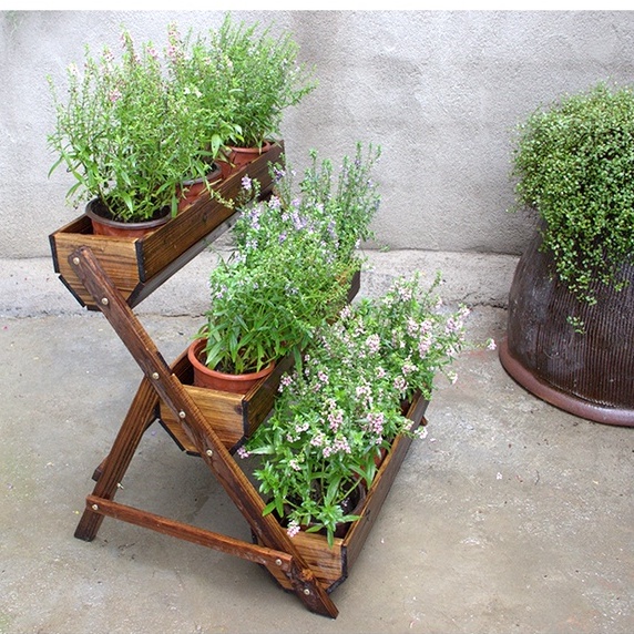 (Mẫu mới) Kệ chữ A trồng cây đa năng, châu gỗ trồng cây 3 tầng lắp ráp dễ dàng