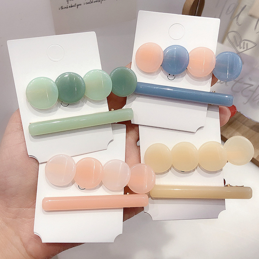 Bộ 2 Kẹp Tóc Thiết Kế Màu Sắc Ngọt Ngào Phong Cách Hàn Quốc