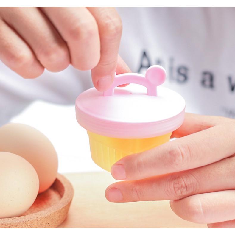 Khuôn hấp trứng, làm đậu hũ cho bé (4 khuôn kèm chổi phết silicon) Luvamo DC16