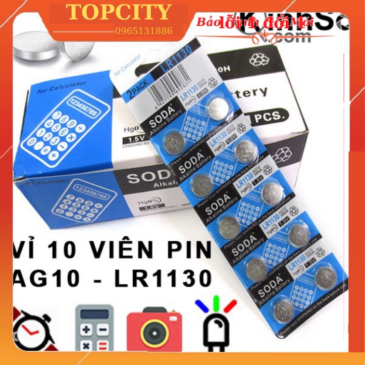 Vỉ 10 viên pin cúc áo LR1130 AG10 dành cho các loại kinh soi