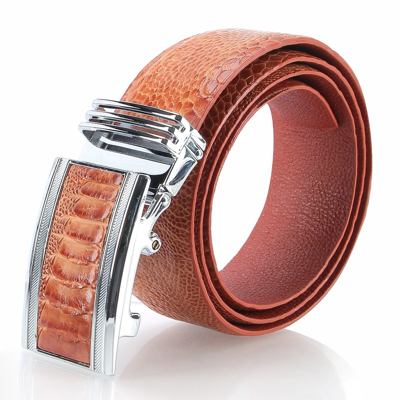 Thắt lưng nam Huy Hoàng da đà điểu 4P màu đen, nâu đất, vàng bò, nâu đỏ HP4417-18-19-20