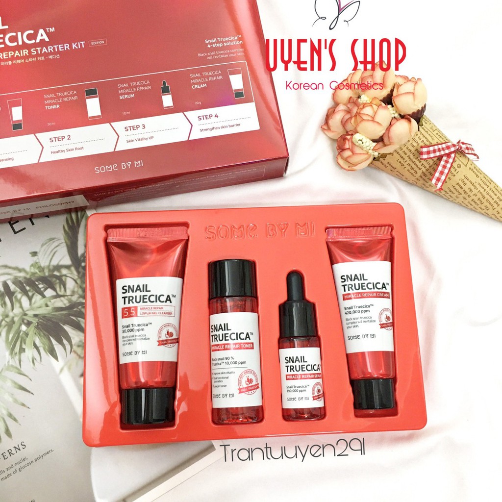 Bộ dưỡng 4 món Some By mi Snail Truecica Miracle Repair Starter Kit