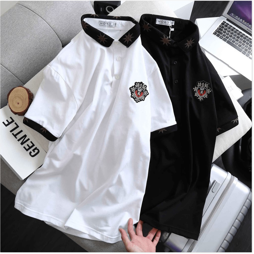 ÁO THUN CỔ TRỤ,2 MÀU SIÊU NGẦU,HỌA TIẾT ĐƠN GIẢN NHƯNG KHÔNG KÉM PHẦN SANG TRỌNG LANA FASHION