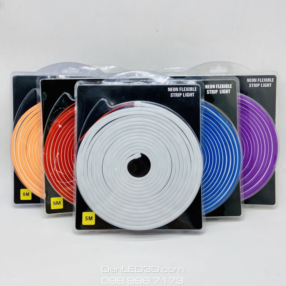 Cuộn Đèn Led Neon Flex 5M Kèm Nguồn 12V - Uốn Dẻo Chống Thấm Nước Trang Trí Ngoài Trời