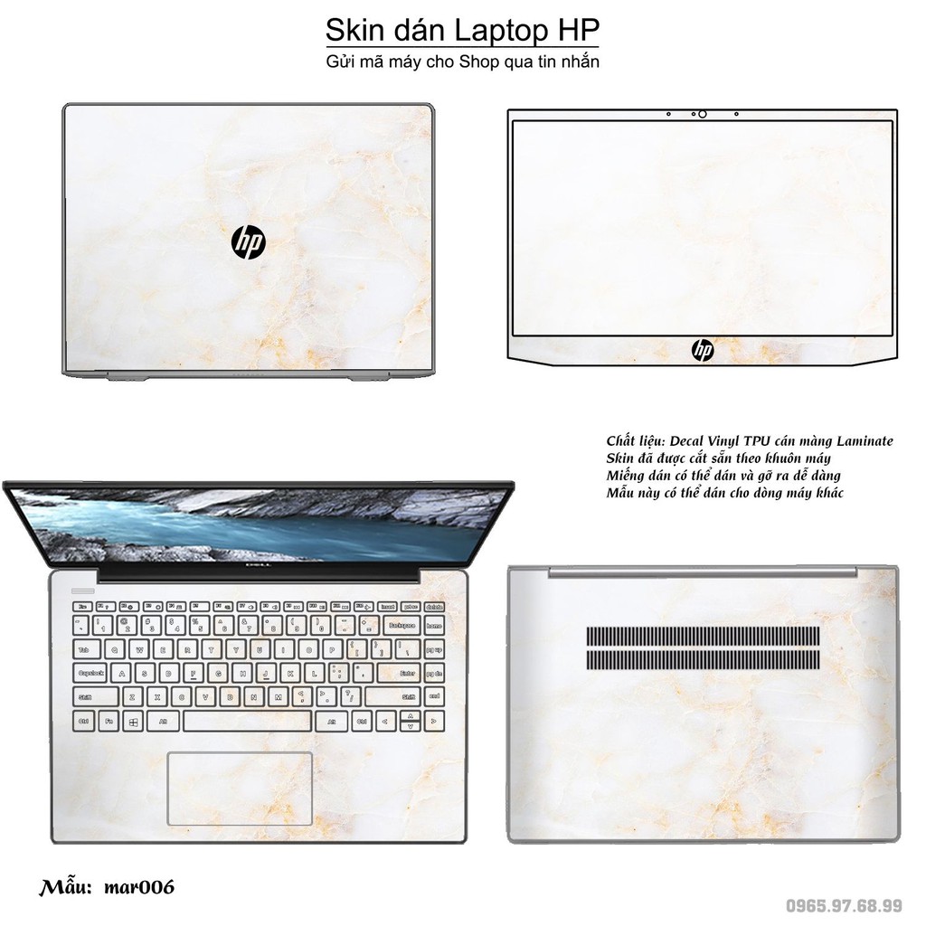 Skin dán Laptop HP in hình vân Marble (inbox mã máy cho Shop)