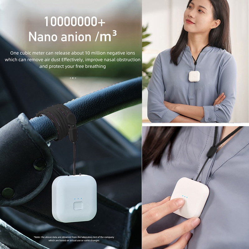 Máy Lọc Không Khí Ion Âm Khử Mùi Cổ Di Động Có Thể Sạc Lại