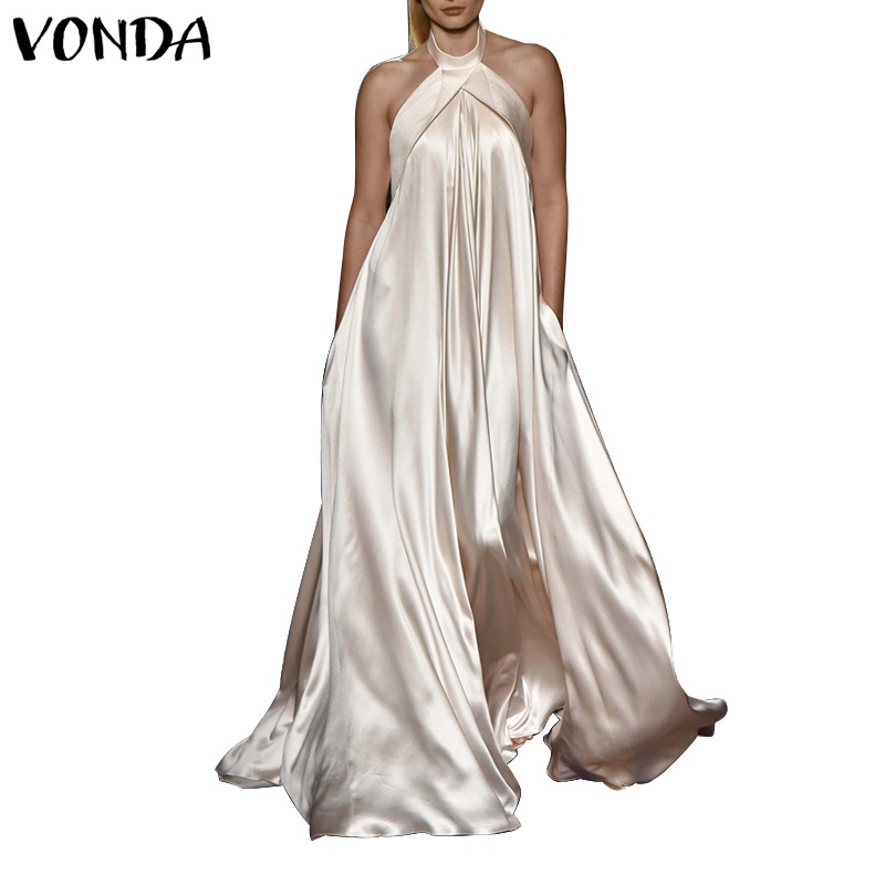 Đầm Dài VONDA Vai Trần Không Tay Xếp Nếp Gợi Cảm Thời Trang Cho Nữ