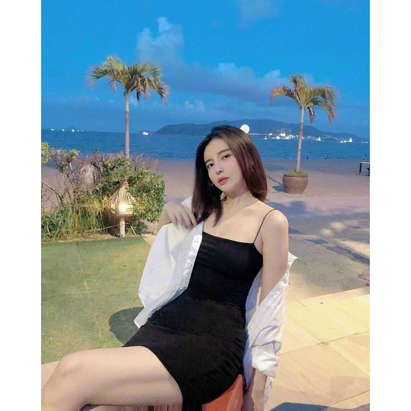 Đầm body 2 dây cọng bún chất thun borip dày mịn đẹp | BigBuy360 - bigbuy360.vn