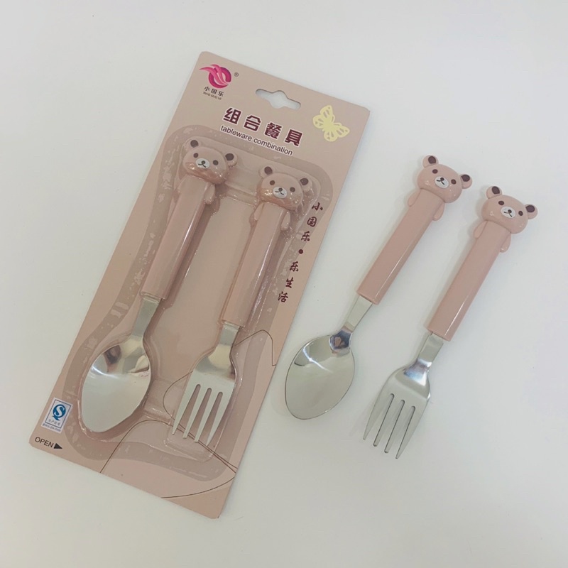 Set 2 chiếc Thìa rĩa | Bộ muỗng nĩa cho bé hàng nhập khẩu cao cấp an toàn khi sử dụng