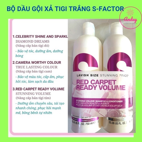 Dầu gội tigi trắng S Factor 750ml cặp gội xả bản nâng cấp bảo vệ phục hồi tái tạo giúp giữ màu bồng bềnh suôn mượt tóc