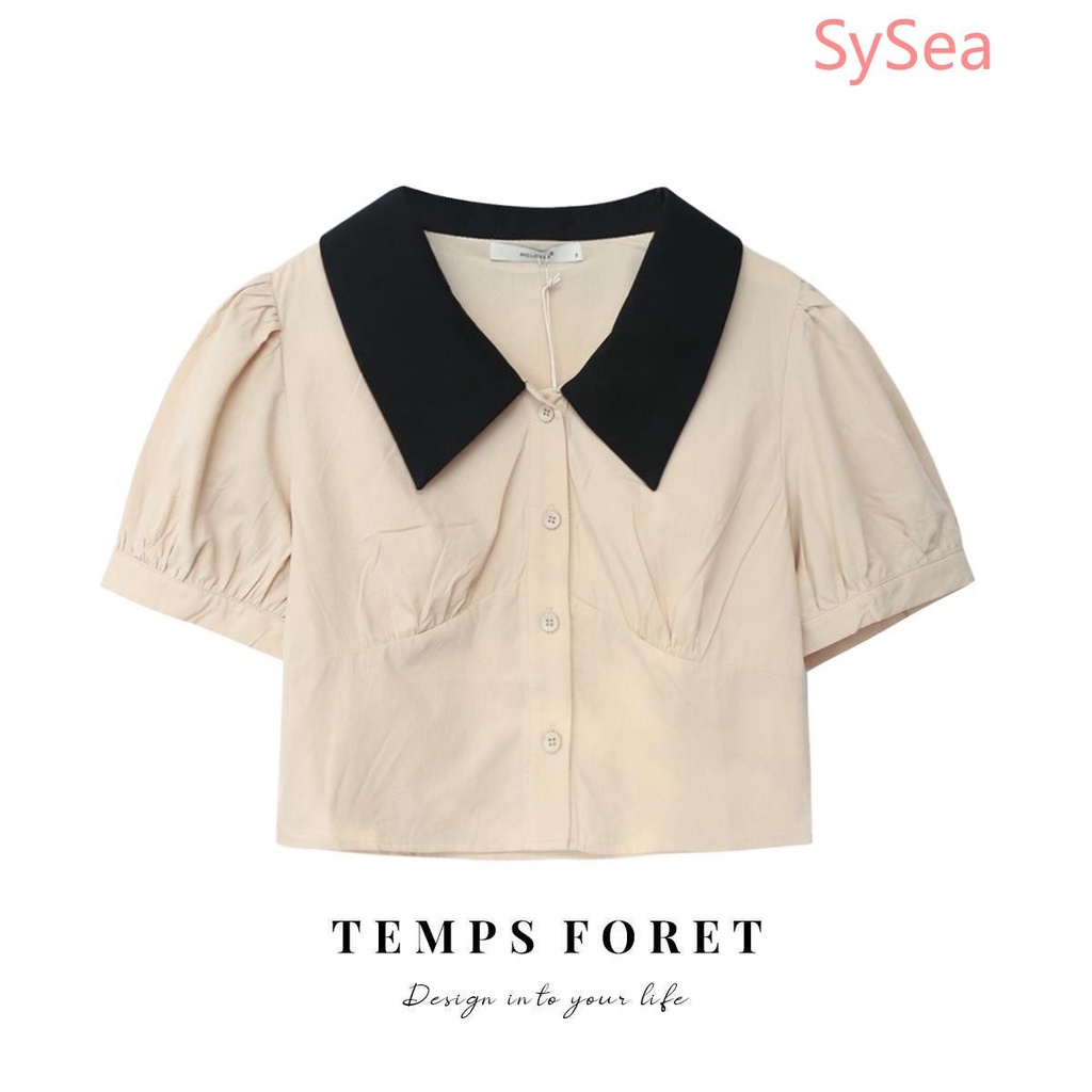 Áo lửng cotton tay ngắn phong cách Pháp cổ điển thời trang dành cho nữ