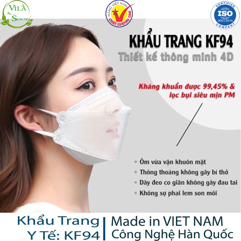 [Combo 50 Chiếc] Khẩu Trang Y Tế, Khẩu Trang 4D KF94 MASK Công Nghệ Hàn Quốc, 4 Lớp Kháng Khuẩn BFE Lọc Sạch PM 0.25