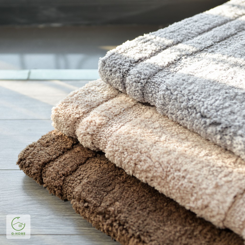 Thảm lau chân thấm nước Ghome sợi len trơn chống trượt, thấm hút tốt cho phòng khách, phòng tắm TC02