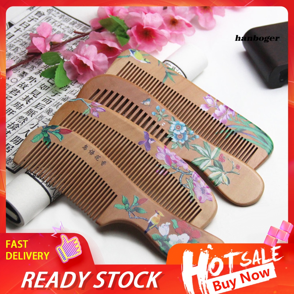 Lược Gỗ Đào Chải Tóc Mát Xa Da Đầu Chống Tĩnh Điện