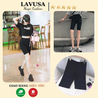 Quần legging đùi nâng mông loại đẹp - quần biker tập gym nữ Lavusa- QN16