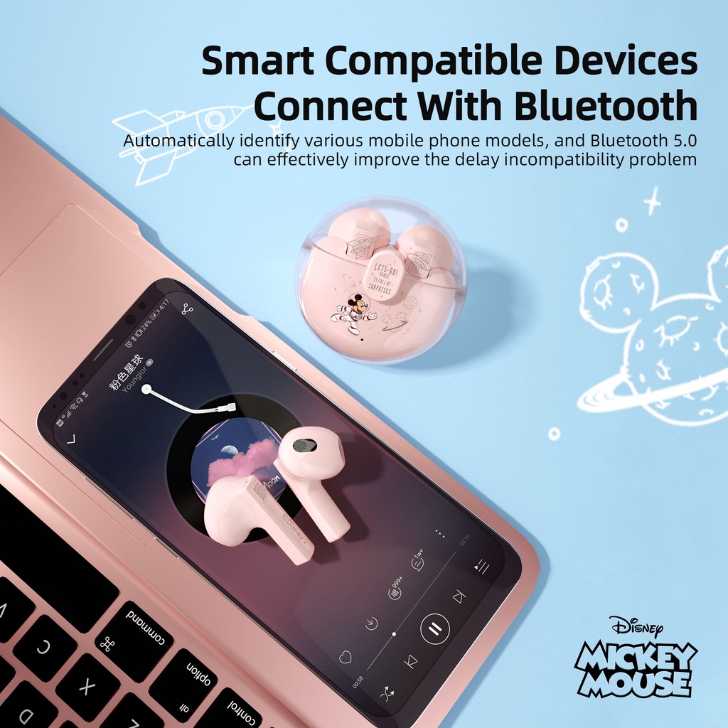 Tai nghe Bluetooth DISNEY LY-311 không dây chống ồn thời lượng pin dài Bluetooth 5.3