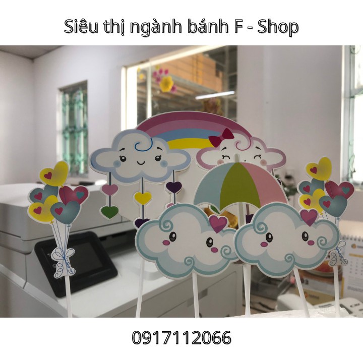 Set cắm mây cầu vồng - Phụ kiện trang trí bánh sinh nhật