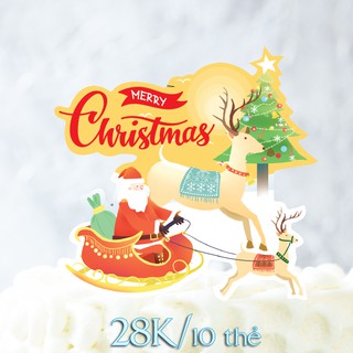 Set 10 thẻ Merry Christmas 2 tuần lộc