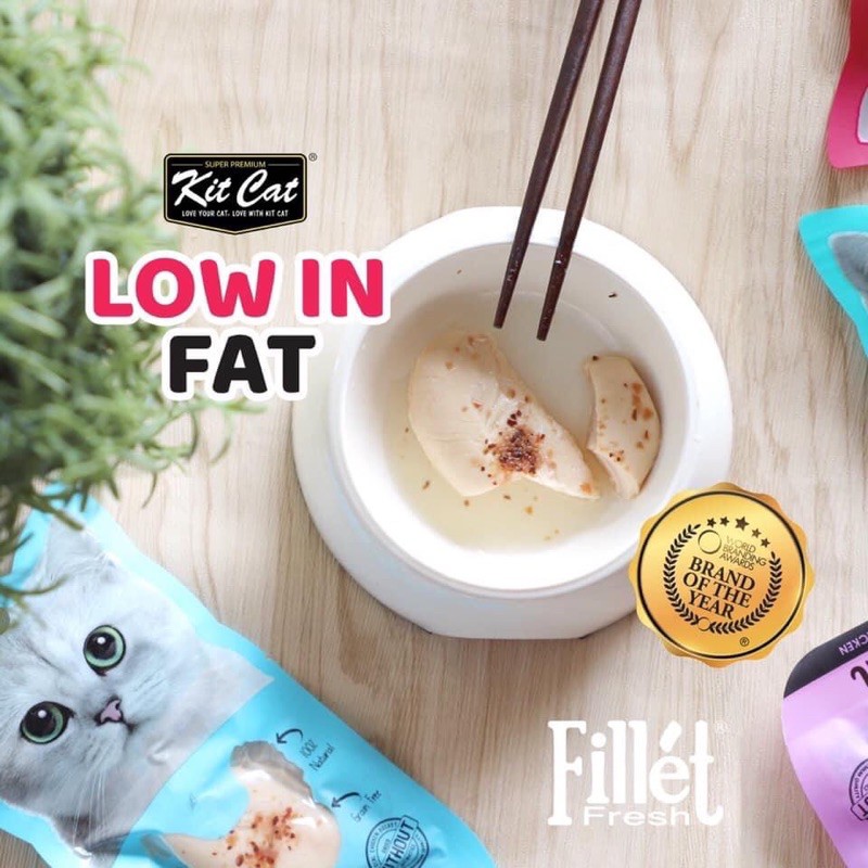 Kitcat phi lê gà và phi lê cá ngừ dành cho mèo - Fillét Fresh