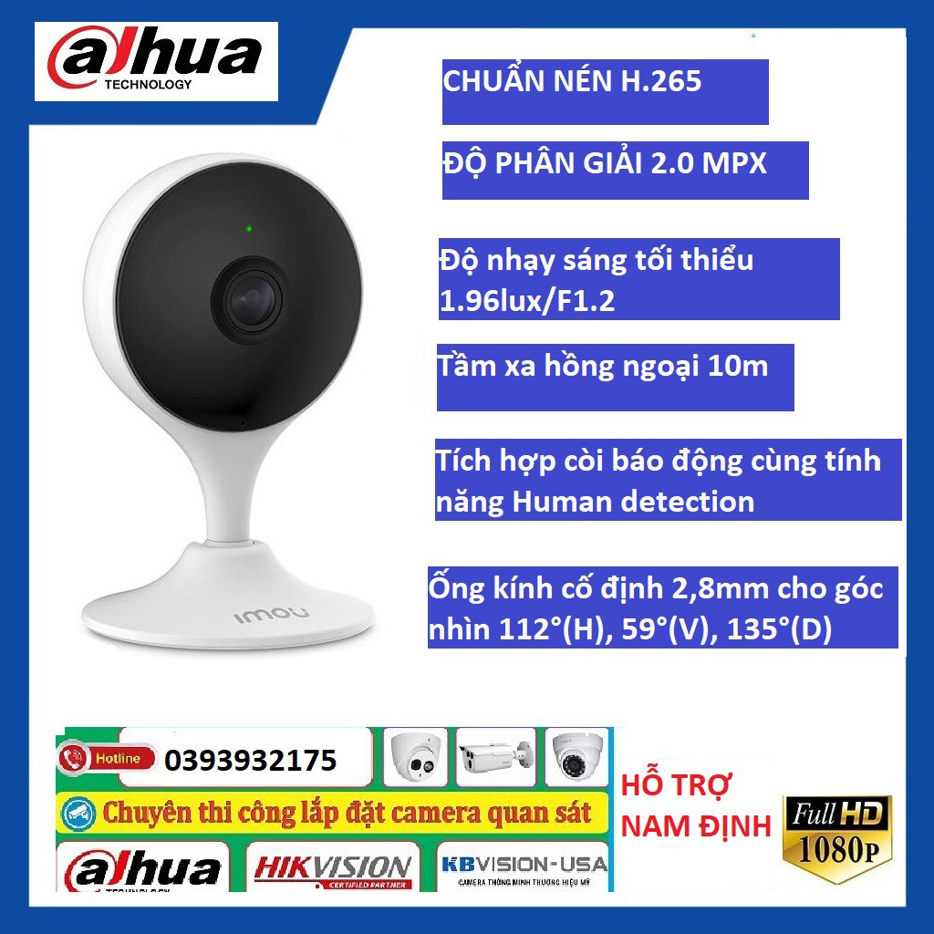 Camera IP Wifi IMOU C22EP 2.0MP/ Full HD 1080p - Kết Nối Không Dây, Bảo hành 24 tháng