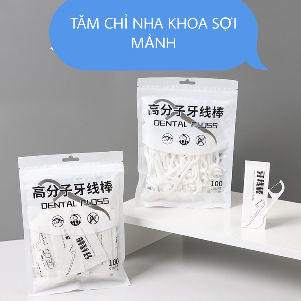 Tăm Chỉ Nha Khoa Sợi Chỉ Mảnh Dai Tiệt Trùng Chất Lượng Cao Bảo Vệ Răng Nướu
