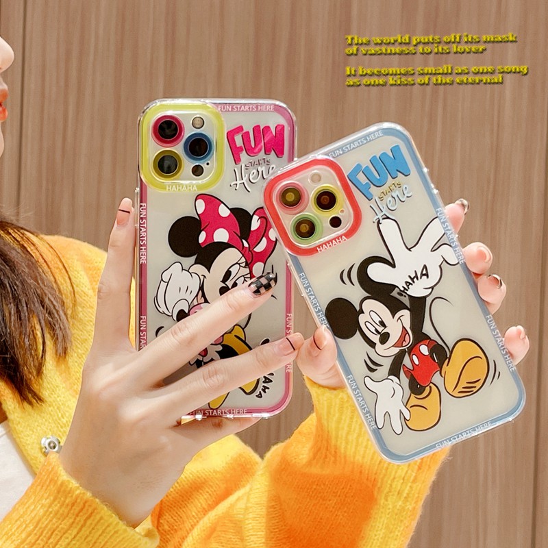 Anime Donald Couple Clear Phone Case iPhone 12 11 Pro Max X Xs Max Xr 8 7 Plus Colorful Thick Lens Protector Soft TPU Back Cover