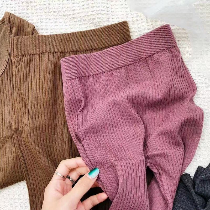 Bộ Len Tăm Giữ Nhiệt Thu Đông Nữ Bộ Ngủ Ở Nhà Siêu Ấm Áp, Co Giãn 4 Chiều