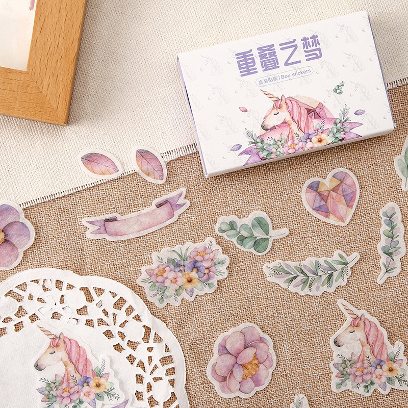 Hộp 40 sticker dán trang trí planner, scrapbook Nhiều Chủ Đề