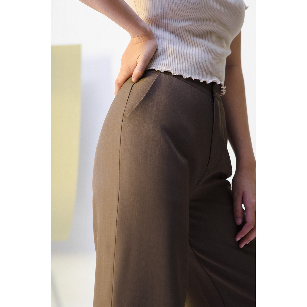 Quần dài ống suông vải cotton màu nâu | BigBuy360 - bigbuy360.vn