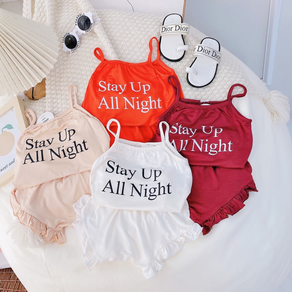 BỘ HAI DÂY CHIP BÈO STAY UP ALL NIGHT  CHẤT COTTON MỀM MÁT SIÊU ĐÁNG YÊU CHO BÉ 7-18KG. VIDEO THẬT. XƯỞNG MAY BIBO