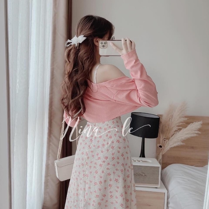 Váy hoa nhí - Đầm 2 dây dáng dài mix áo khoác cadigan phong cách trẻ trung,xinh đẹp cực dễ thương sam_sam_shop_1011