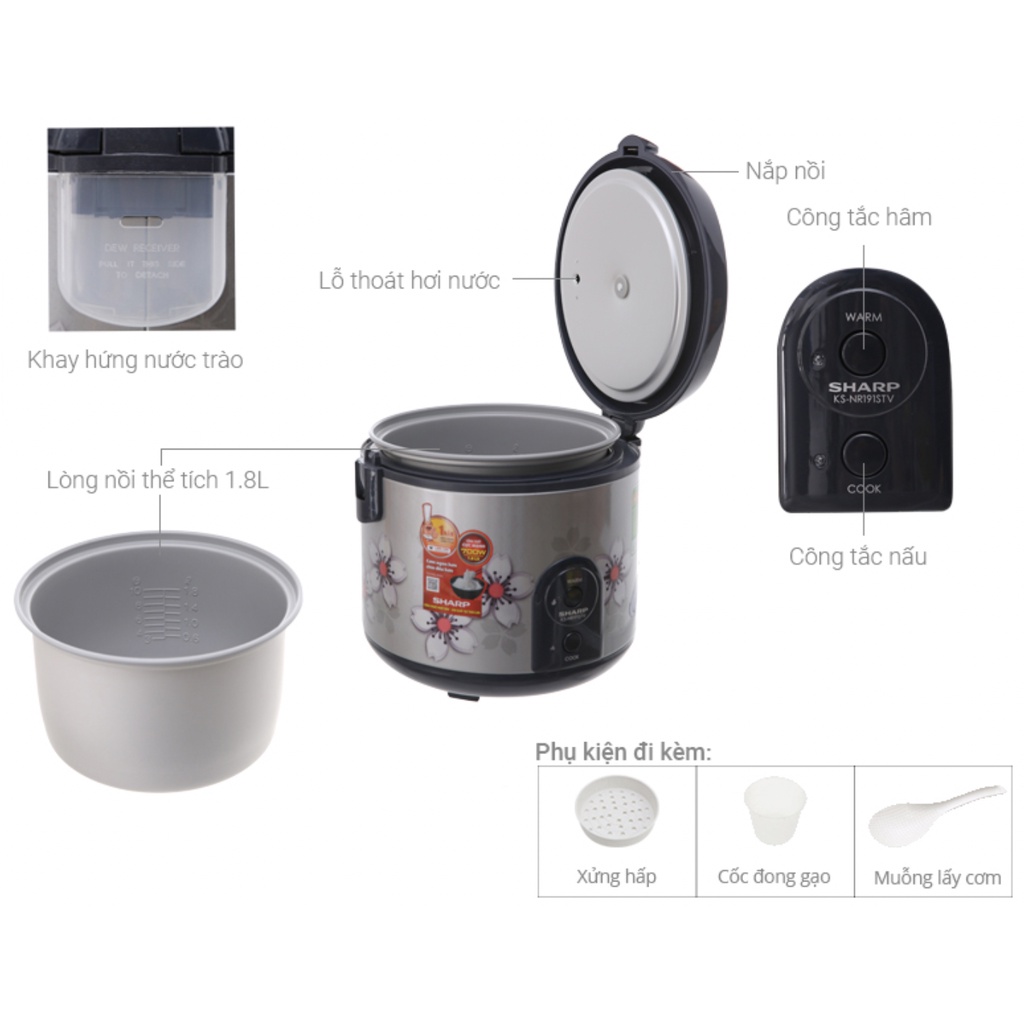 Nồi cơm điện Sharp KS-191STV