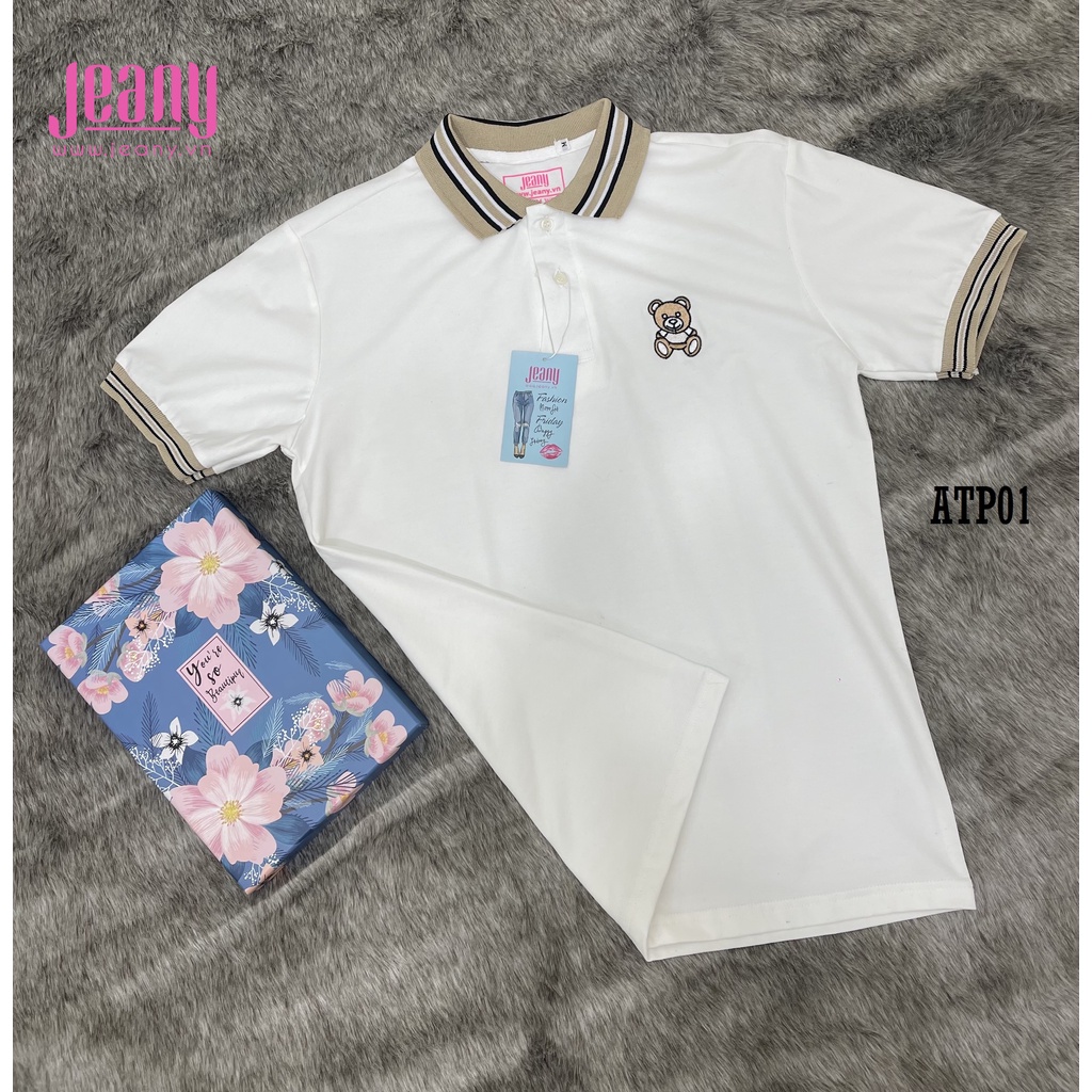 Áo thun polo nữ thêu gấu cổ bẻ vải cao cấp thoáng mát đủ size ATP01 - Jeany