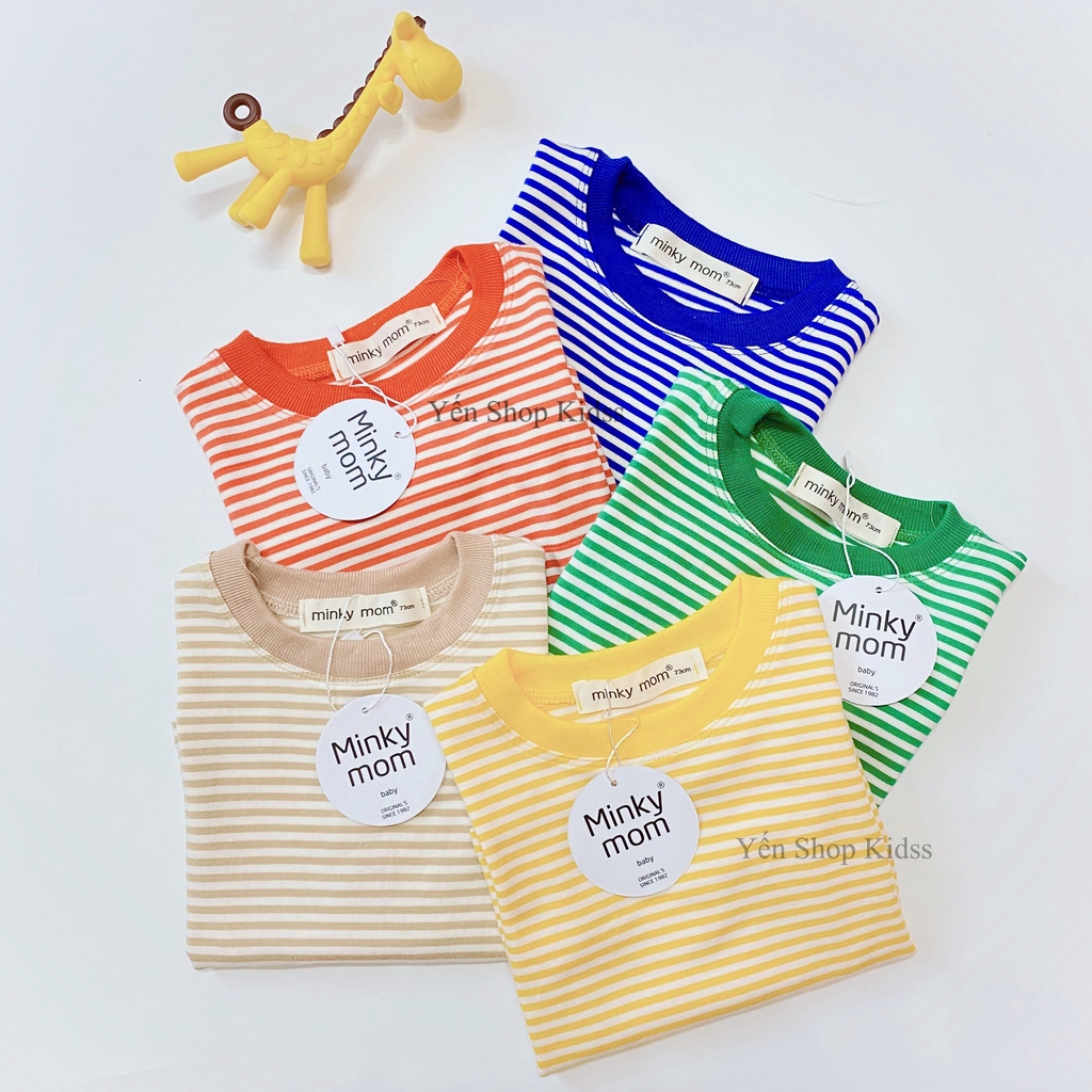 Bộ Dài Tay Kẻ Nhỏ Cạp Cao Minky Mom Cho Bé (7-19kg) (SP001285)