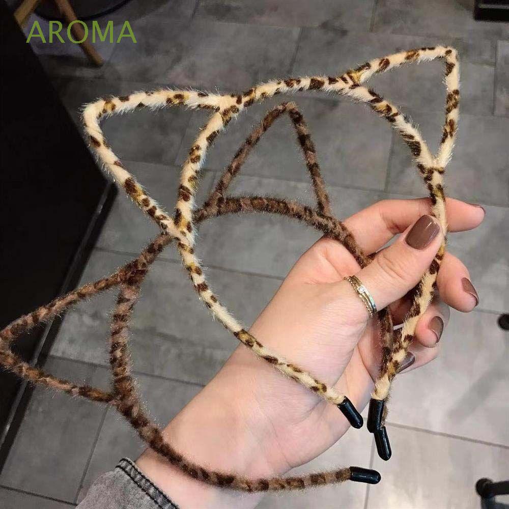 Băng đô cài tóc hình tai mèo họa tiết da báo thời trang thu đông Hàn Quốc cho nữ