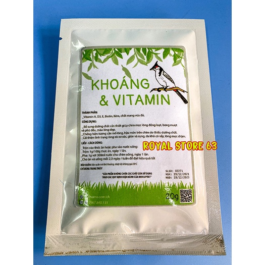 Khoáng chất và Vitamin Dành Cho Chim Cảnh 20g Mượt lông Acpharno