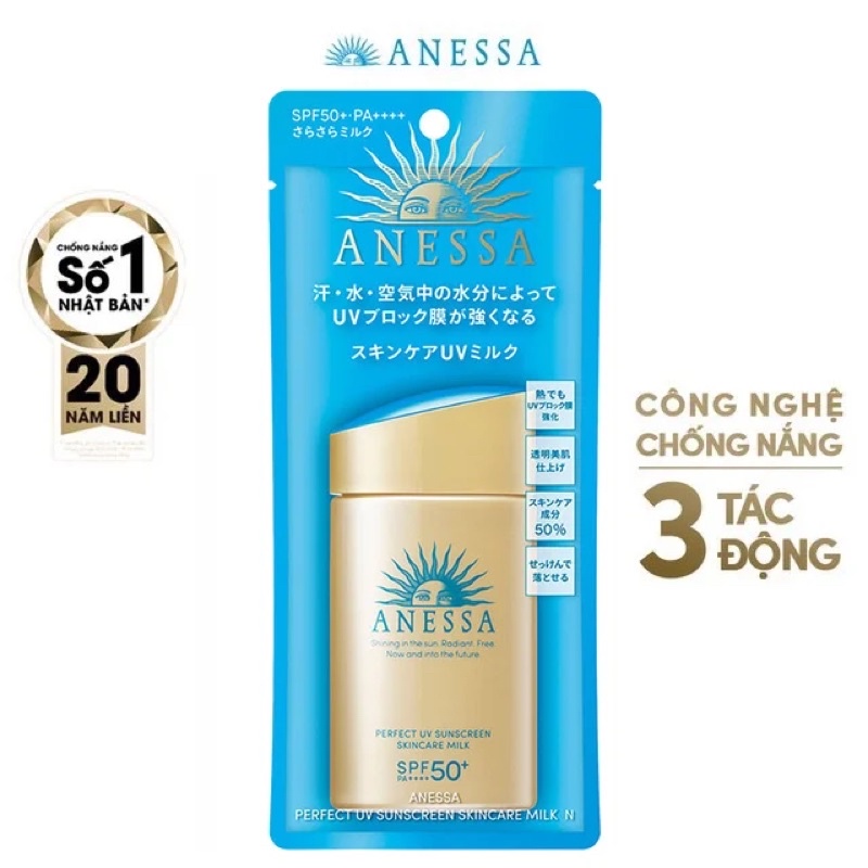 [Hàng _ Nhật_ Chuẩn]  Kem chống nắng Anessa Perfect UV Sunscreen Skincare Milk 60ml