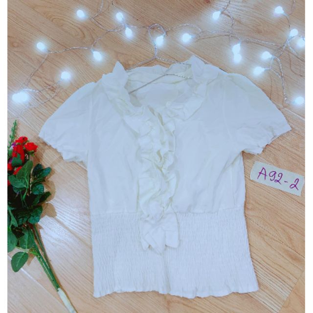 Áo sơmi cổ bèo dún tiểu thư size M. A92